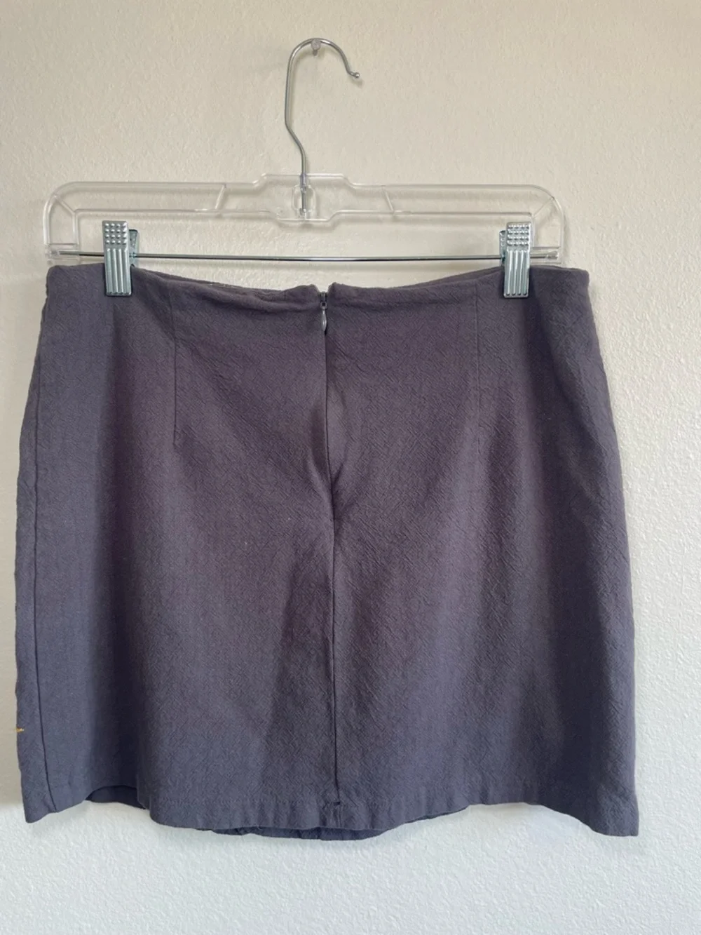 Umgee USA Boho Embroidered Mini Skirt Floral Gray Cotton Linen Medium
